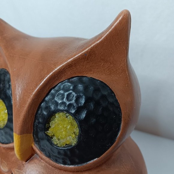 Vintage Handmade Ceramic Owl Light Hobbyist Hand Painted Electric Bird Lamp - Picture 6 of 16